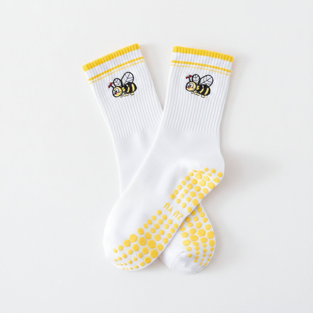 Pilates Grip Socks — Crew Style with Heart Grip