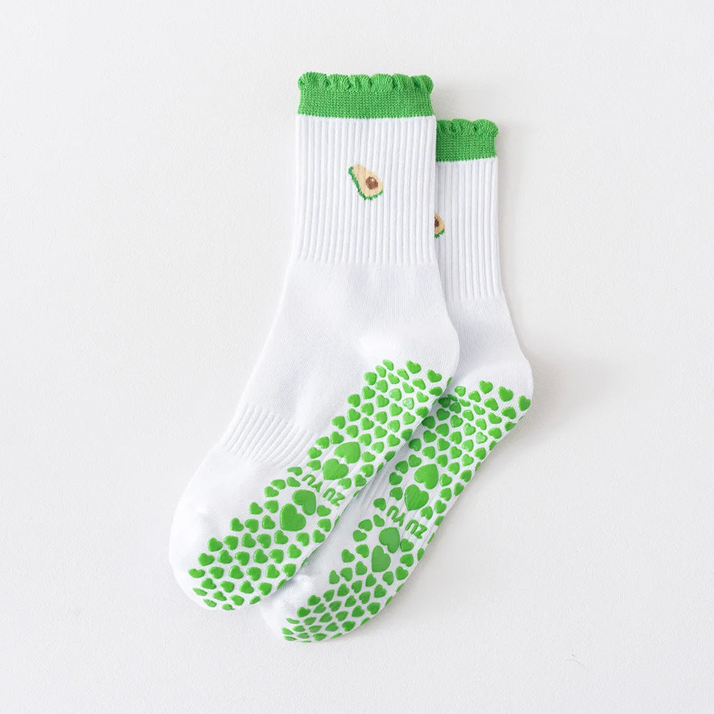 Pilates Grip Socks — Crew Style with Heart Grip