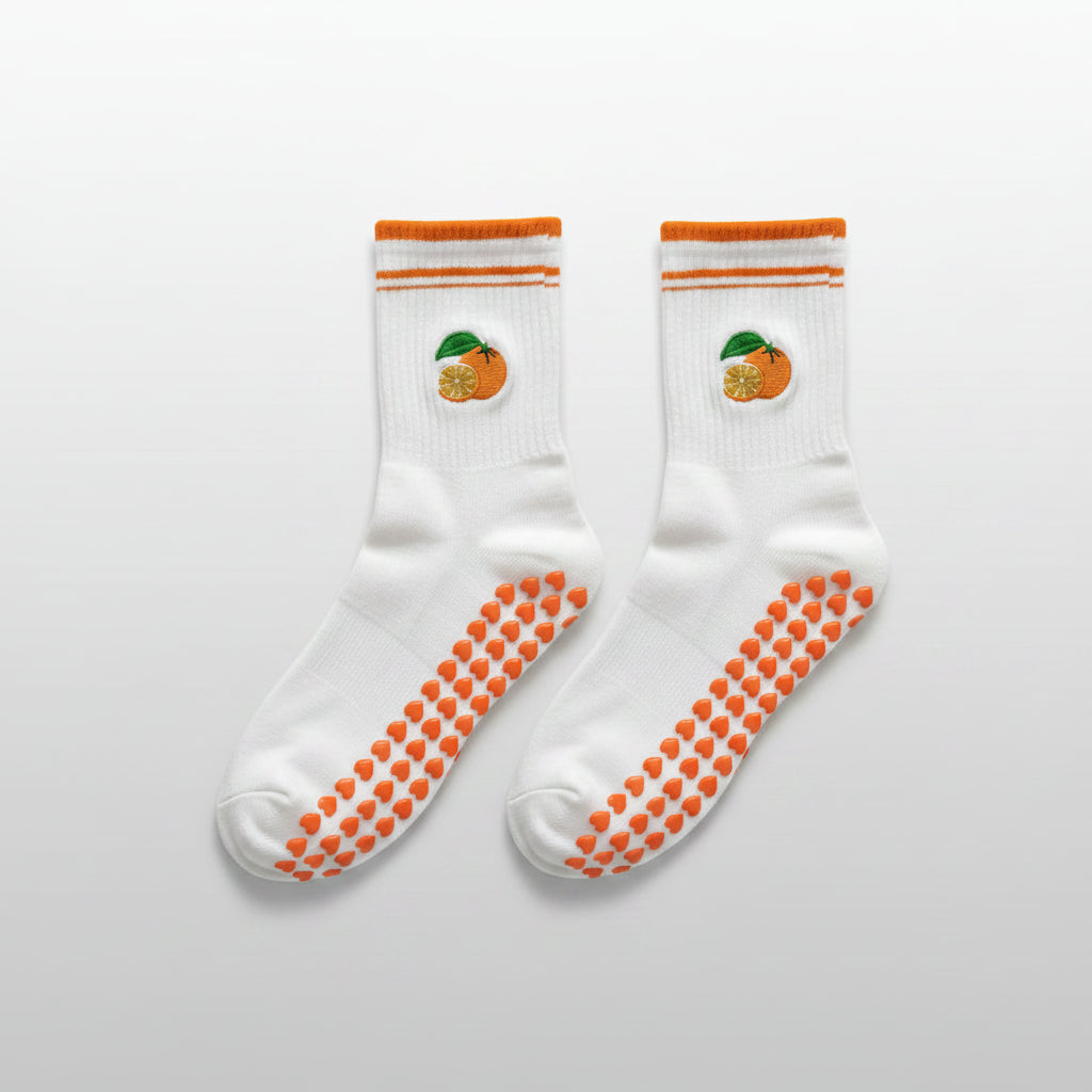 Pilates Grip Socks — Crew Style with Heart Grip