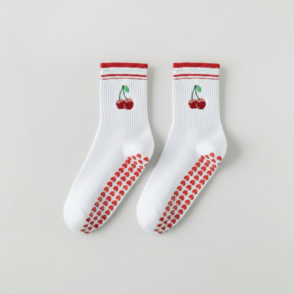 Pilates Grip Socks — Crew Style with Heart Grip
