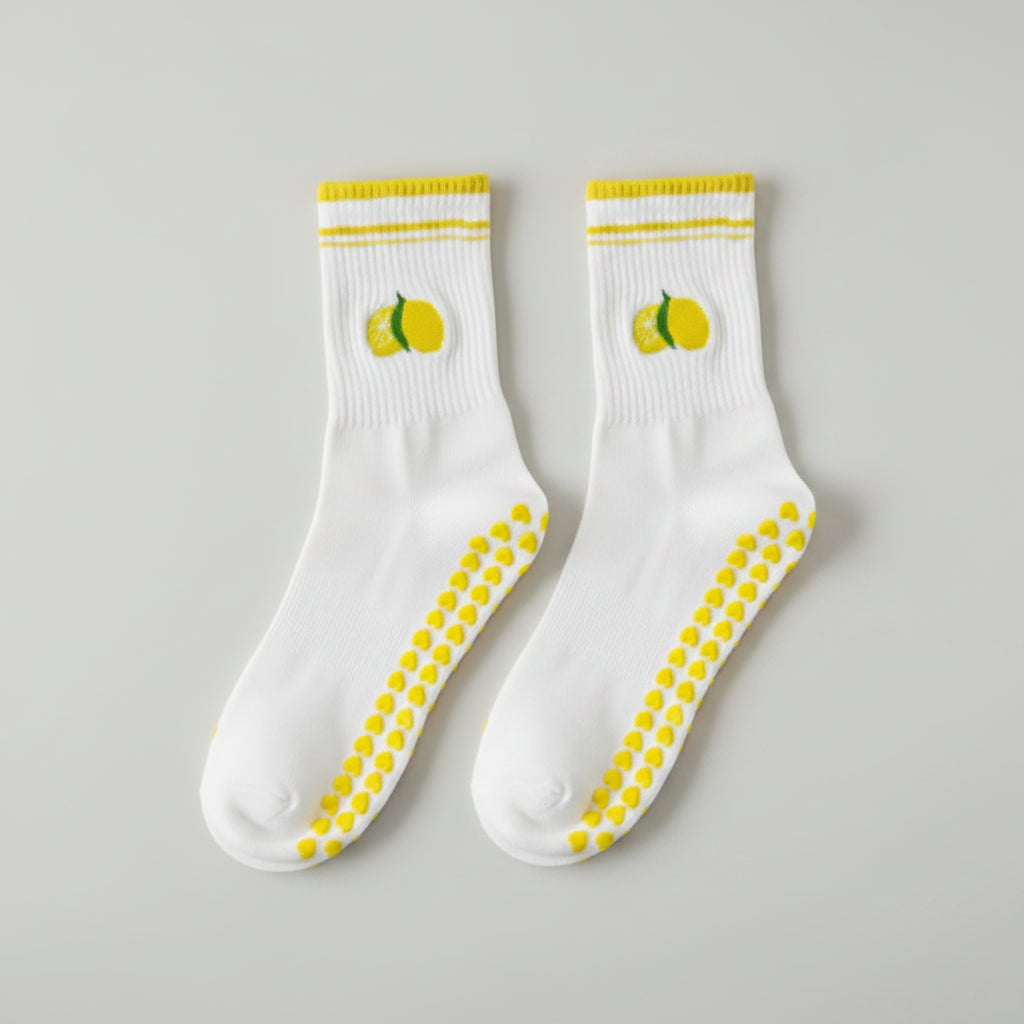 Pilates Grip Socks — Crew Style with Heart Grip