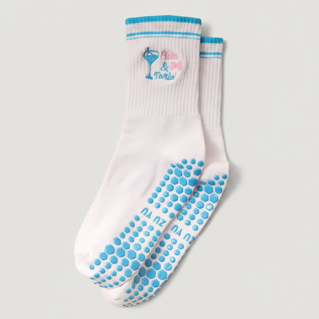 Pilates Grip Socks — Crew Style with Heart Grip