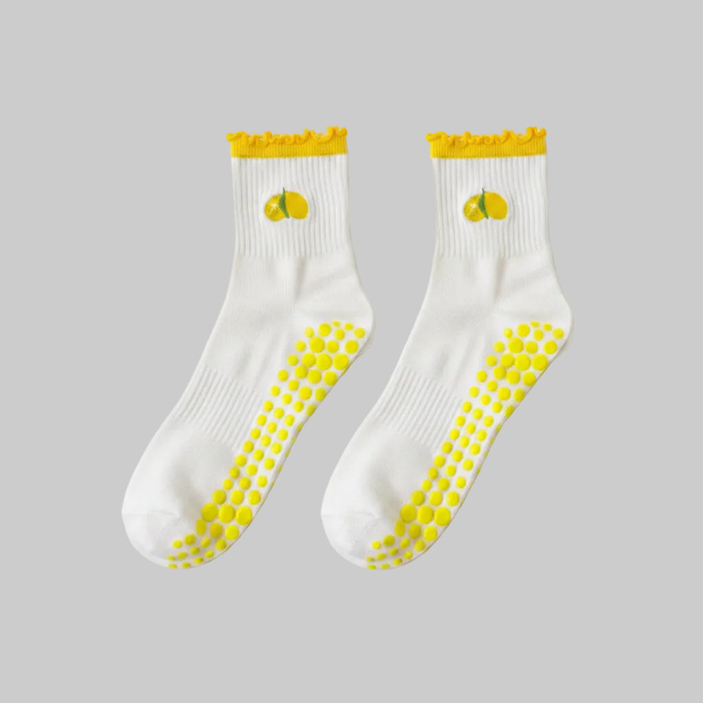 Pilates Grip Socks — Crew Style with Heart Grip