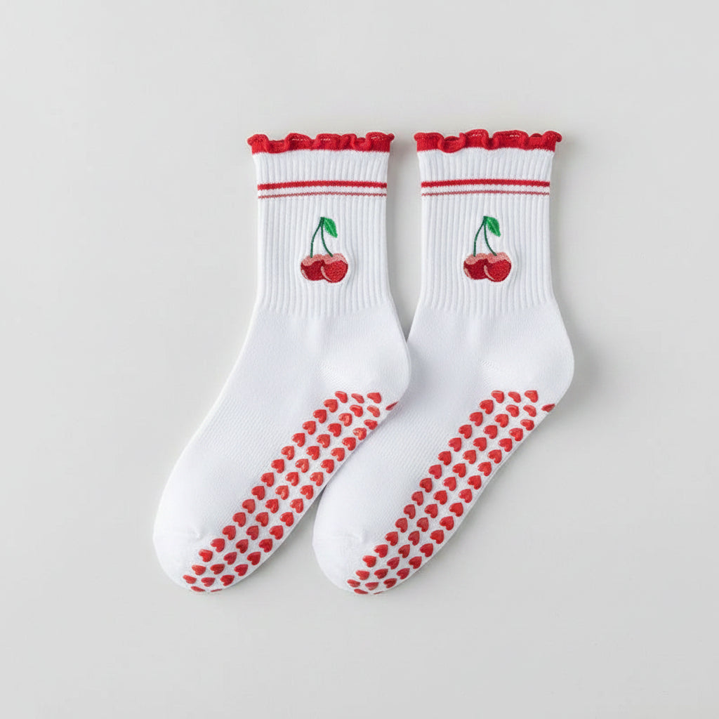 Pilates Grip Socks — Crew Style with Heart Grip