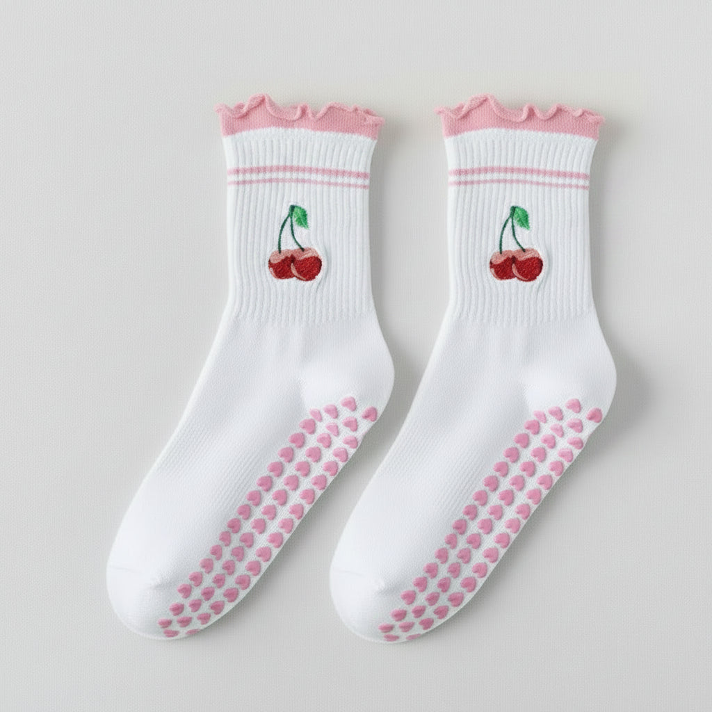 Pilates Grip Socks — Crew Style with Heart Grip