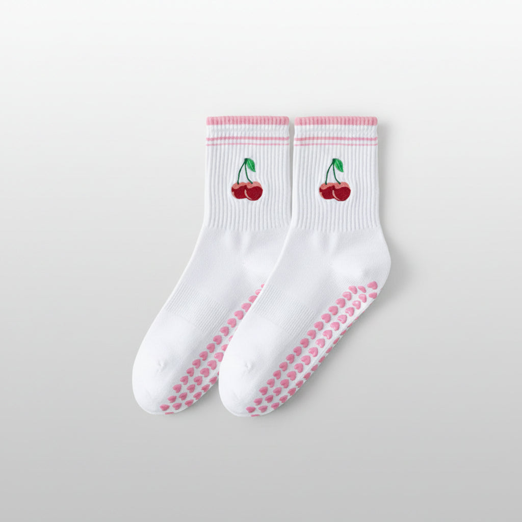 Pilates Grip Socks — Crew Style with Heart Grip