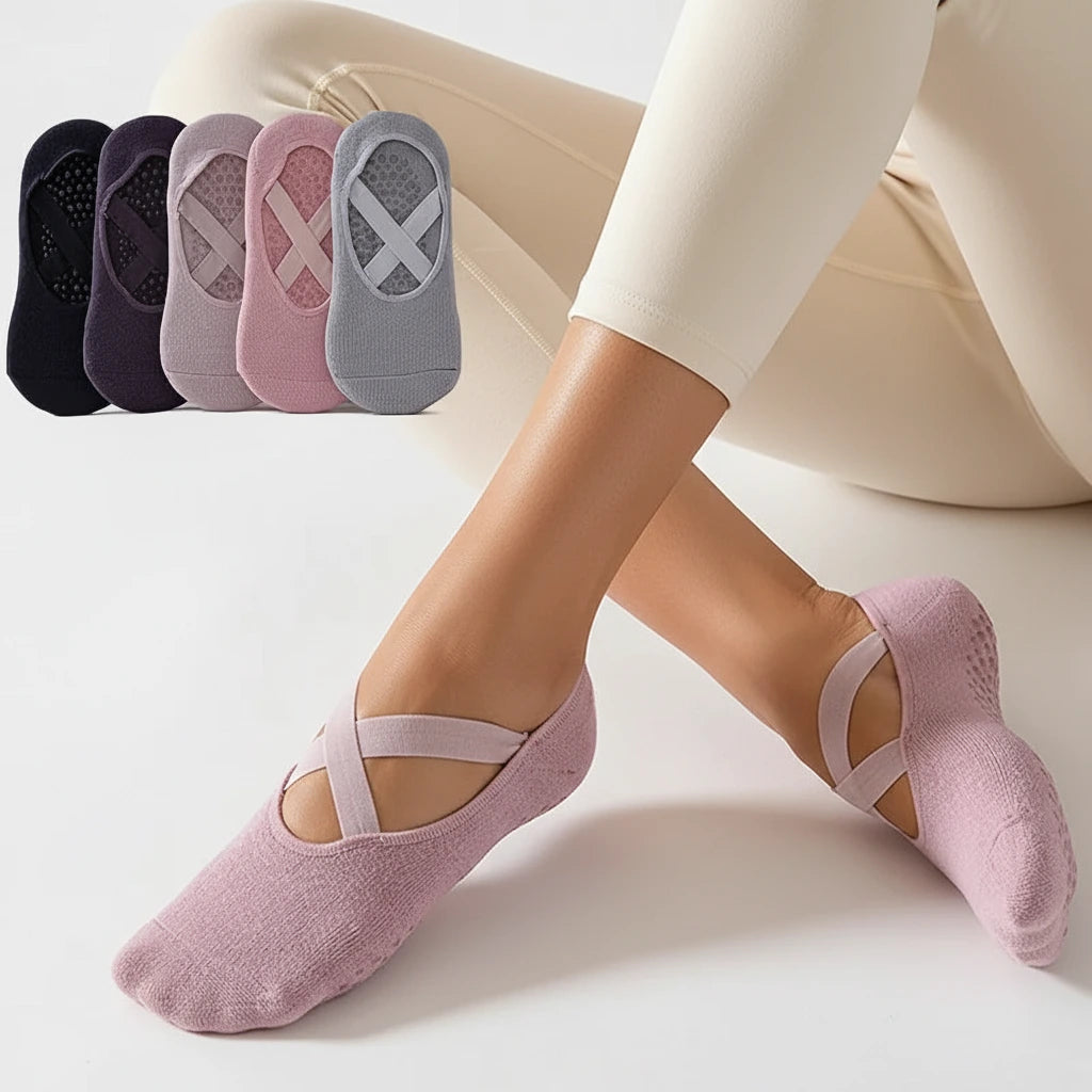 Pilates Grip Socks — Cross Band Style