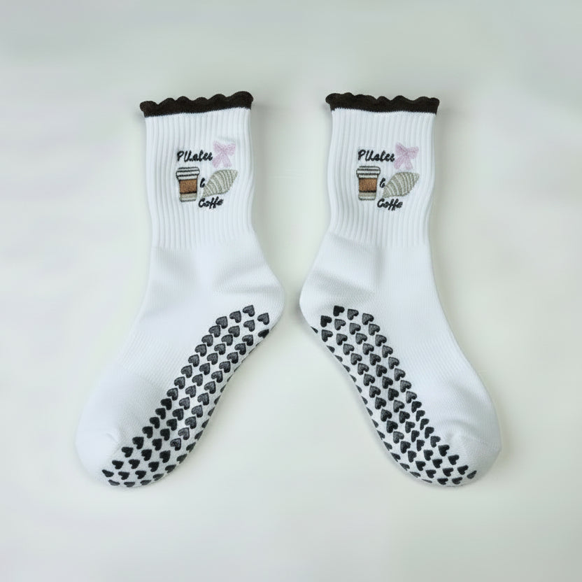 Pilates Grip Socks — Crew Style with Heart Grip
