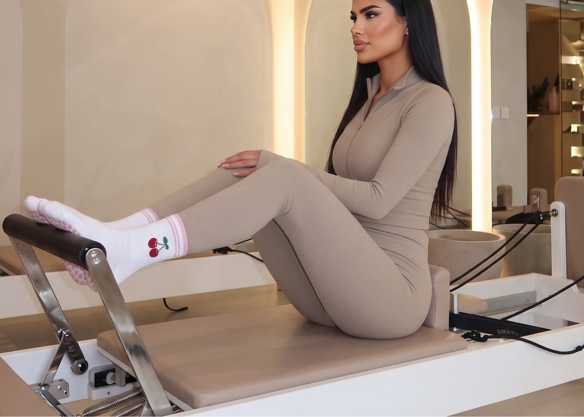 Pilates Grip Socks — Crew Style with Heart Grip